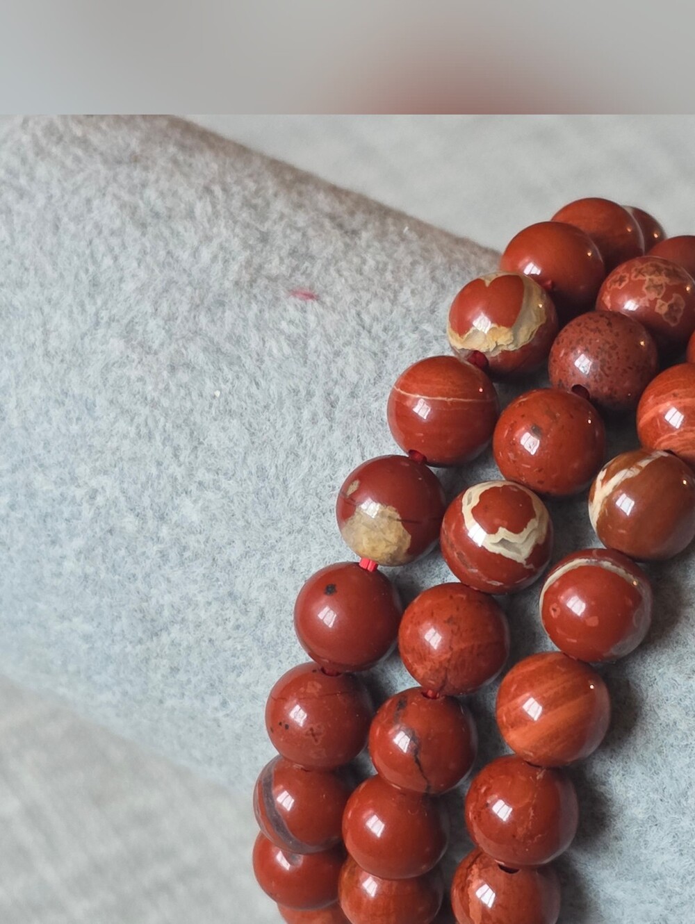 Red Jasper Beaded Stretch Bracelet | Natural Crystal Gemstones | 8mm Handmade - Picture 5 of 6